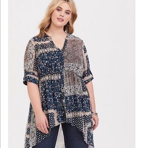 NWOT Mixed Print Chiffon Tunic